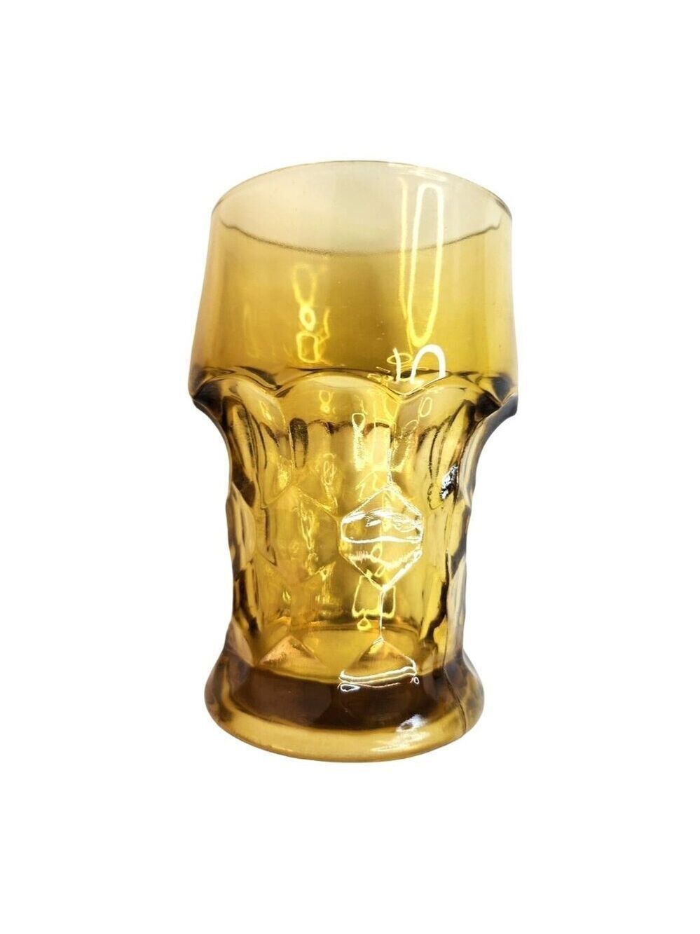 Vintage Amber Glass Tumbler Anchor Hocking 14 oz Honeycomb Pattern Textured Retr